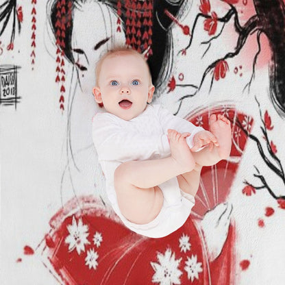 Red Geisha Throw Blanket