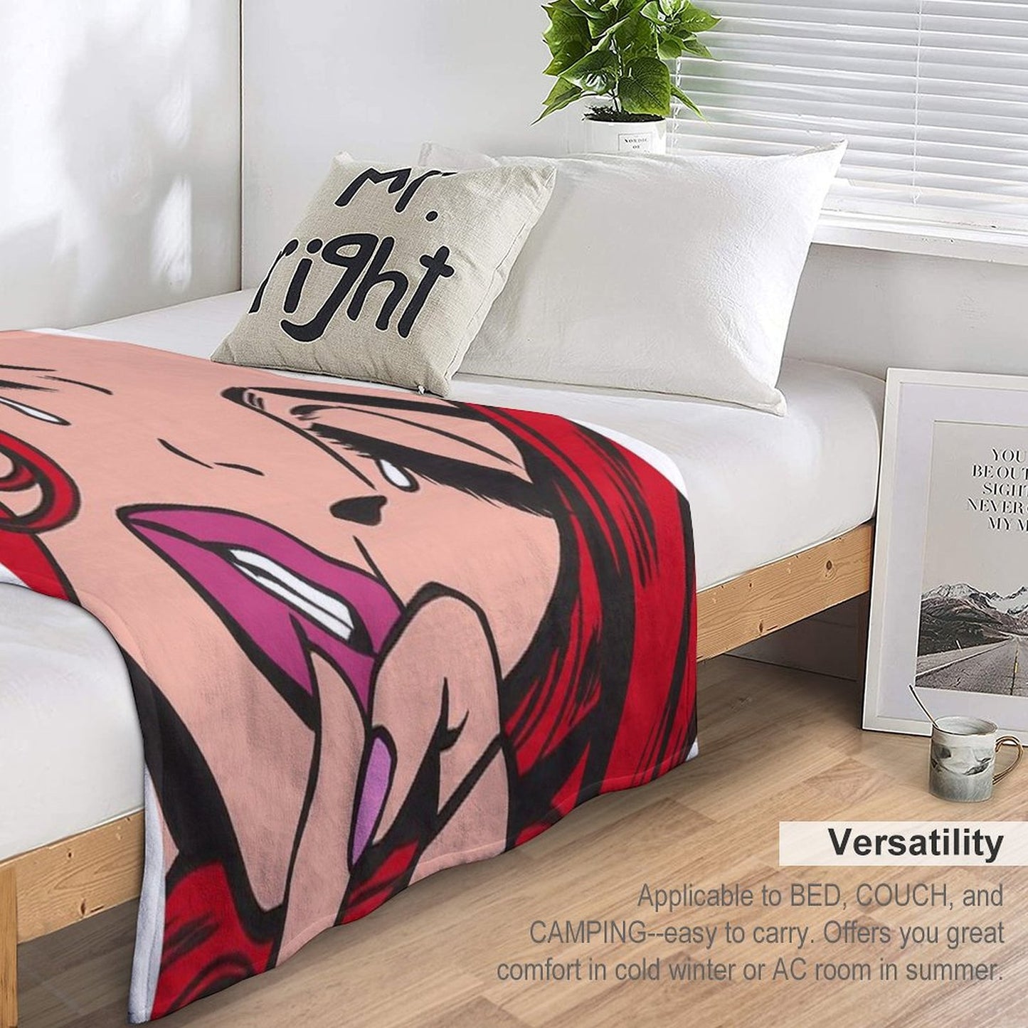 Red Crying Comic Girl Throw Blanket