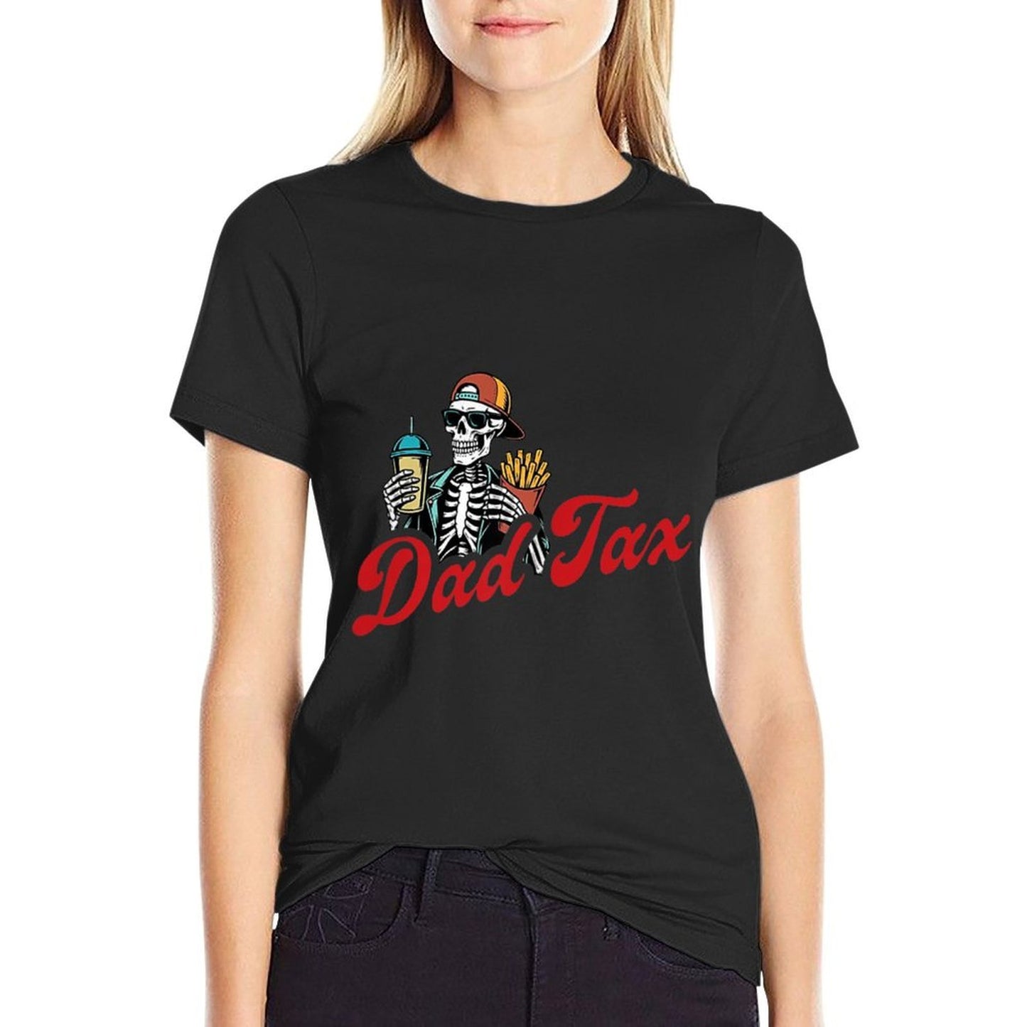 Dad Tax Making Sure It's Not Poison Skeleton (2 SIDES)  Oversized Silhouette T-Shirt