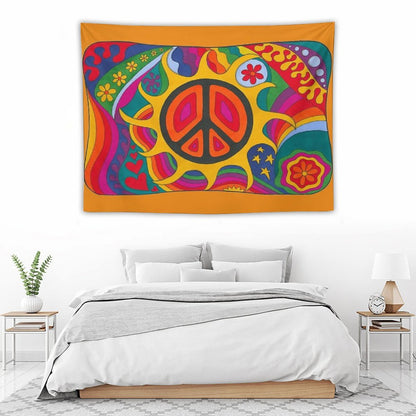 Psychedelic Flaming Peace Tapestry