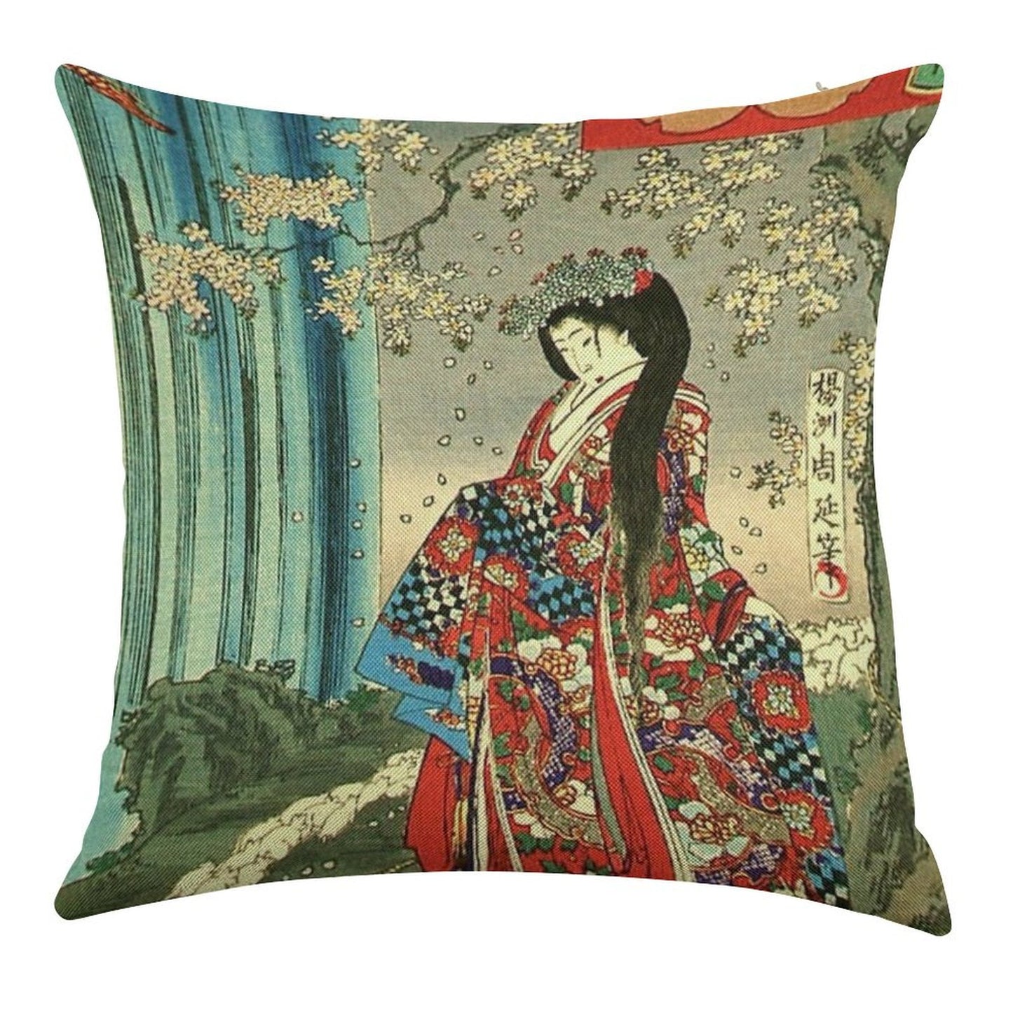 Japanese Classic Geisha Lady - Japan Art Linen Throw Pillow Cover