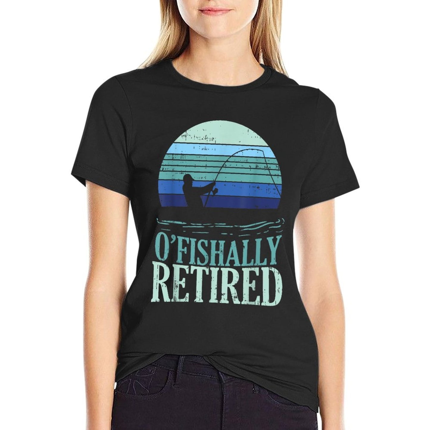 Ofishally Retired Fishing Retro Retirement Dad Men Gift T-Shirt