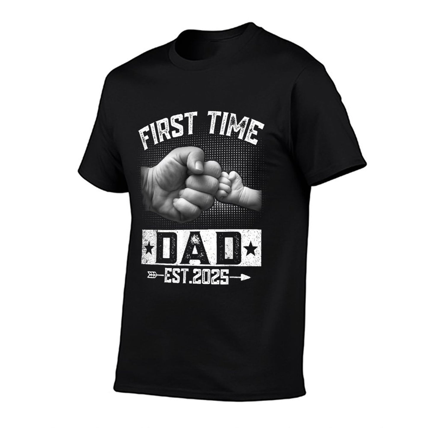First Time Dad Est 2025 Fist Bump New Dad Funny Father&#39;s Day T-Shirt