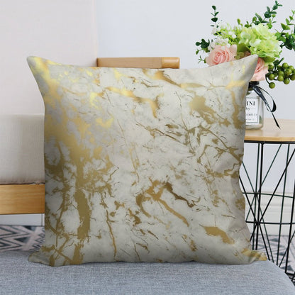 Gold Marble on White (original Height Quality Print) Linen Throw Pillow Cover