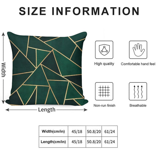 Green & Gold Pattern Soft Luxury Feel Throw Pillow