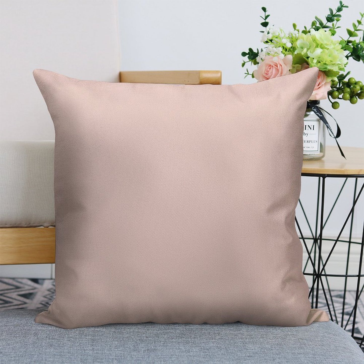 Blush Pink Solid Linen Throw Pillow Cover