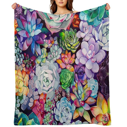 Succulent Garden Throw Blanket