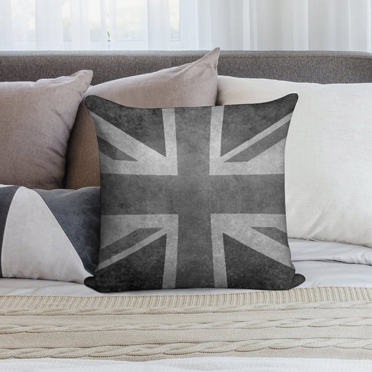Union Jack Vintage 35 Version in Grayscale Soft Fade-Resistant Throw Pillow
