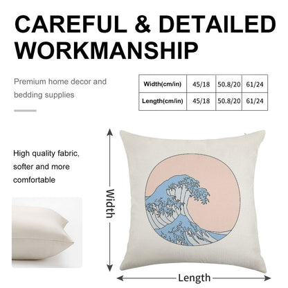 Aesthetic Wave Linen Throw Pillow Cover