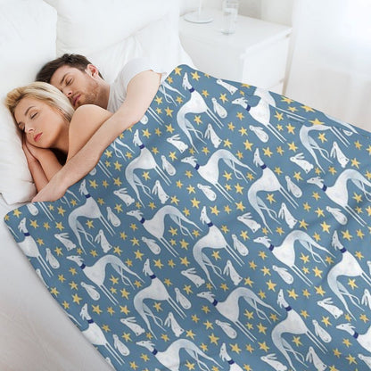 Galgo, Hare And Stars Throw Blanket