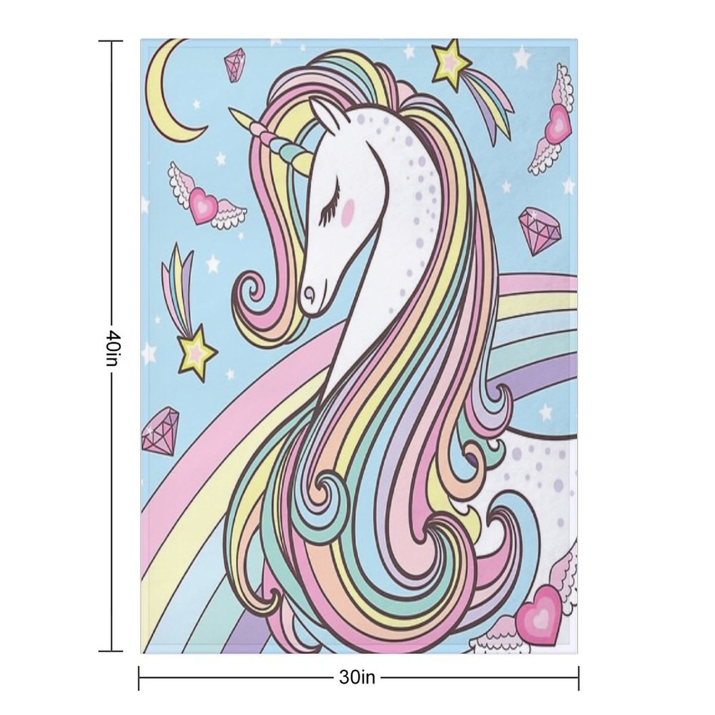 Unicorn Blue Throw Blanket