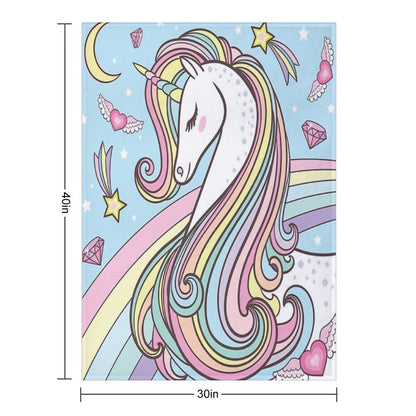 Unicorn Blue Throw Blanket