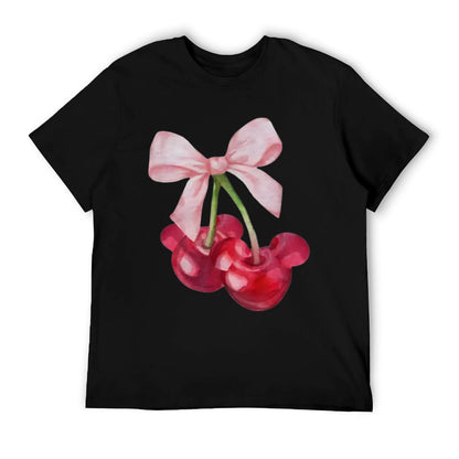 Retro Cute Mouse Ears Cherry Bow Coquette Womens T-Shirt