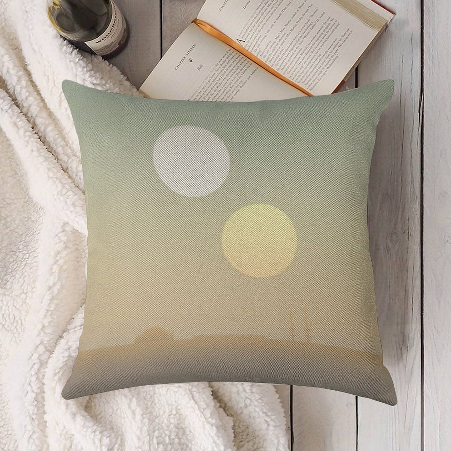 Two Suns Linen Throw Pillow Cover