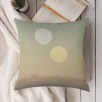 Two Suns Linen Throw Pillow Cover