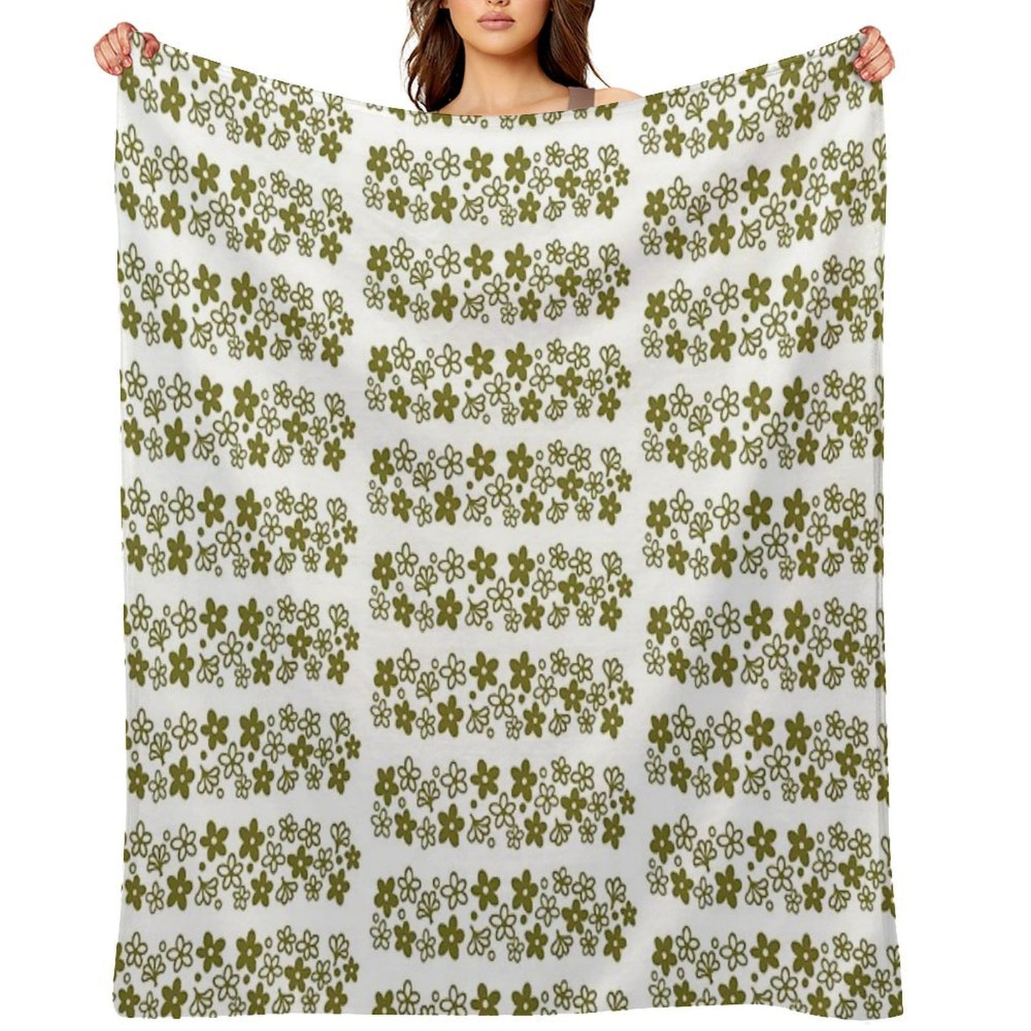 Vintage Pyrex Spring Blossom Design Green Throw Blanket