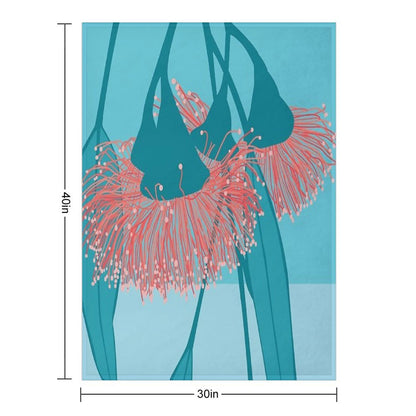 Gum Blossom Eucalyptus Pink Blue Throw Blanket