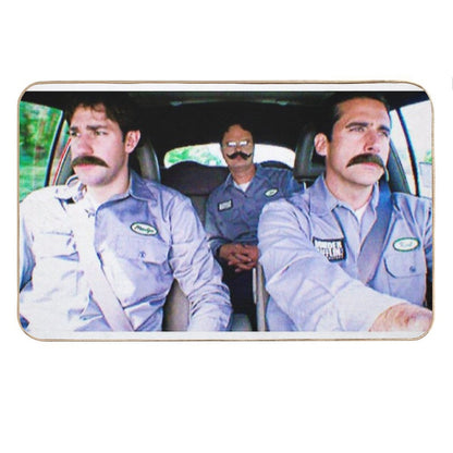 Jim, Dwight And Michael As Warehouse Workers Bath Mat