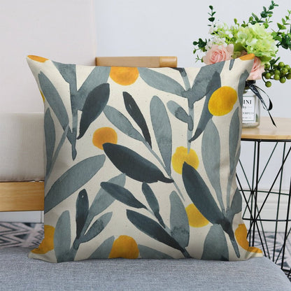 Indigo Mustard Linen Throw Pillow Cover