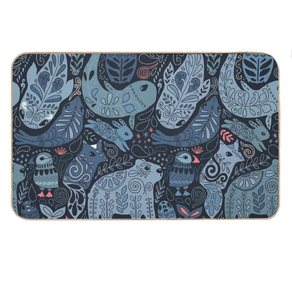 Arctic Animals. Narwhal, Polar Bear, Whale, Puffin, Owl, Fox, Bunny, Seal. Bath Mat