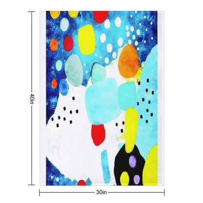 Marine Blue And White Abstract Art Throw Blanket