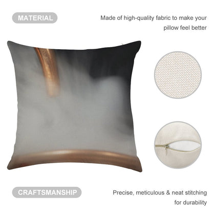 Copper Pipe with Steam Linen Throw Pillow Cover