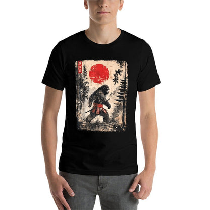 Samurai Bigfoot Japanese Vintage Graphic Ukiyo-e Art Funny  Tagless Design T-Shirt
