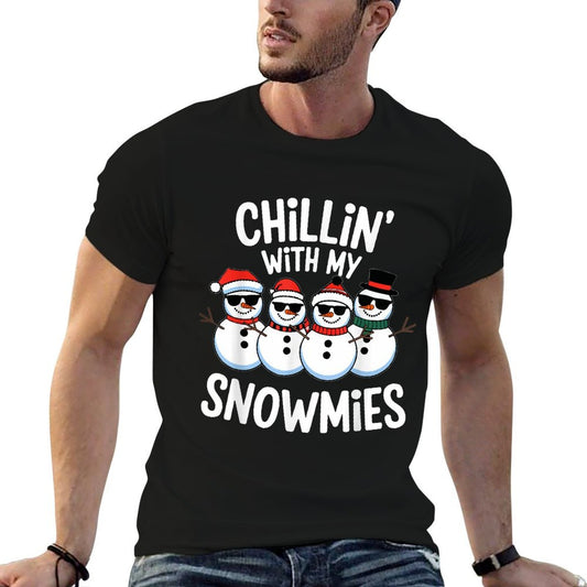 Chillin With My Snowmies Funny Snowman Christmas Kids Boys  Graphic-printed T-Shirt
