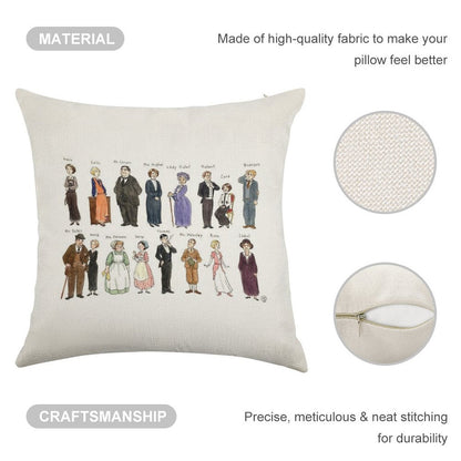 Downton A. Portraits Linen Throw Pillow Cover