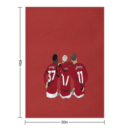 Kobbie Mainoo Alejandro Garnacho Rasmus Hojlund United Youth Trinity Minimalist Throw Blanket