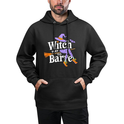 Witch Way to Barre Funny Pure Barre Halloween Workout Design Shape Retention Hoodie