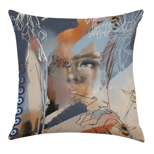 Wings of Psyche Linen Throw Pillow Cover