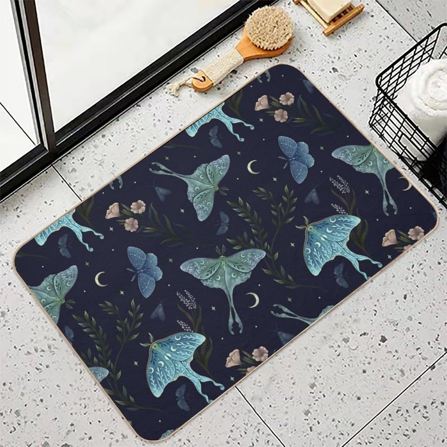 Luna Moth Pattern  Toxin-Free Bath Mat