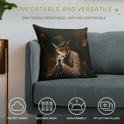 Edwardian Gentleman Fox Soft Multiple Sizes Throw Pillow