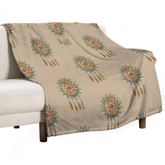 Golden Dreams Dreamcatcher Throw Blanket