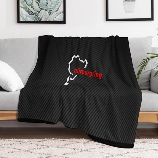Nürburgring Carbon Fiber White  Red Throw Blanket