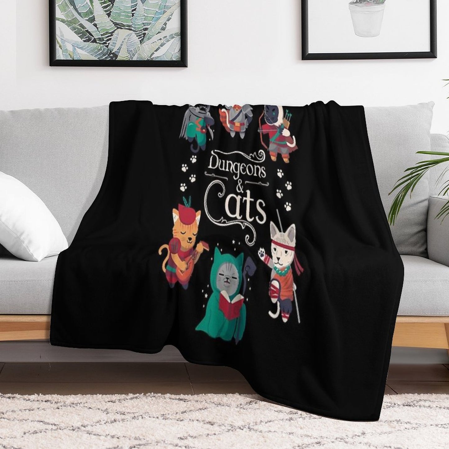 Dungeons And Cats 2.0 Throw Blanket