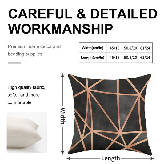 Black And Copper Geo Linen Throw Pillow Cover