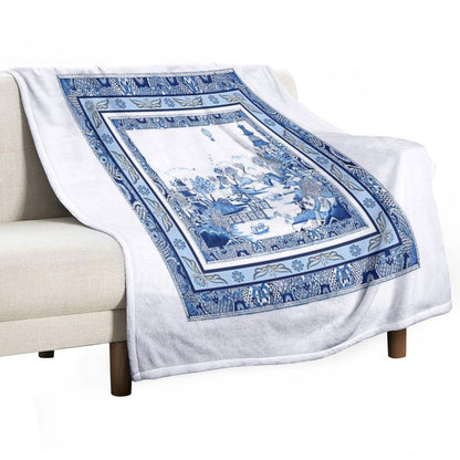Blue Willow Double Frame Throw Blanket