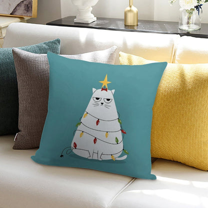 Grumpy Christmas Cat Soft Ultra-Soft Texture Throw Pillow