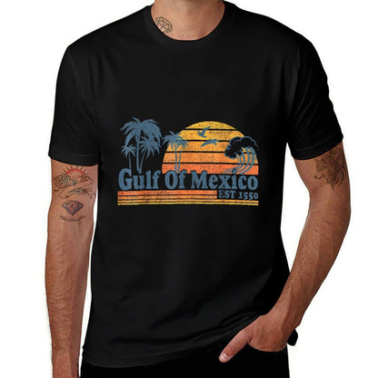 Gulf of Mexico Est 1550 Retro Vintage Beach Gulf of Mexico  Rolled Sleeves T-Shirt