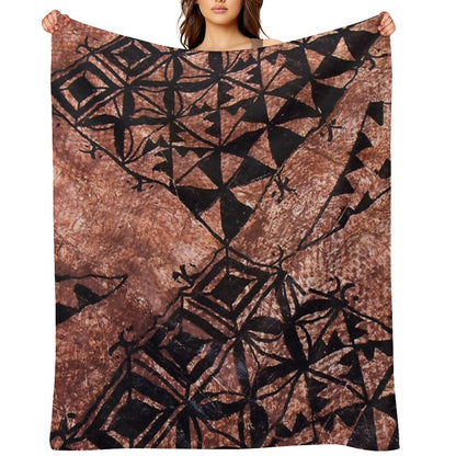 Tongan Tapa Design Throw Blanket