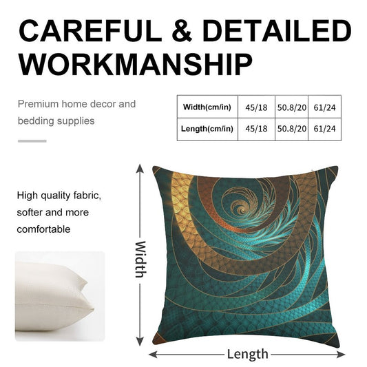 Beautiful Corded Leather Turquoise Fractal Bangles Linen Throw Pillow Cover