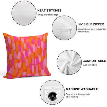 Abstract, Pink And Orange, Paint Brush Effect Soft Multiple Sizes Throw Pillow