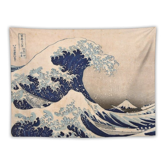 Classic Japanese Great Wave Off Kanagawa by Hokusai Wall Tapestry Traditional Version HD High Quality Tapestry