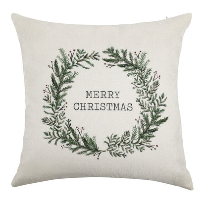 Simple Merry Christmas Linen Throw Pillow Cover