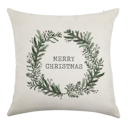 Simple Merry Christmas Linen Throw Pillow Cover