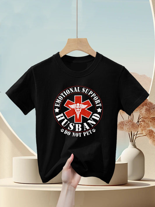 Emotional Support Husband Do Not Pet Funny Mens Husband Kids T-Shirt