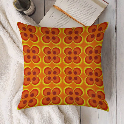 1970s Burnt Orange Retro Design Linen Throw Pillow Cover