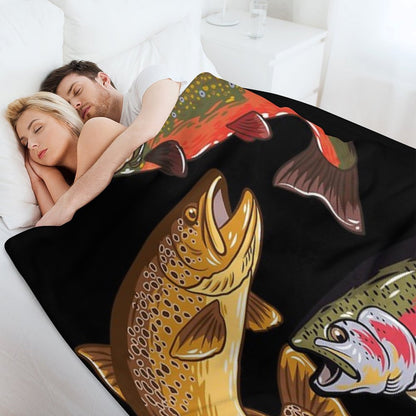 Fly Fishing Trout Tribute Throw Blanket